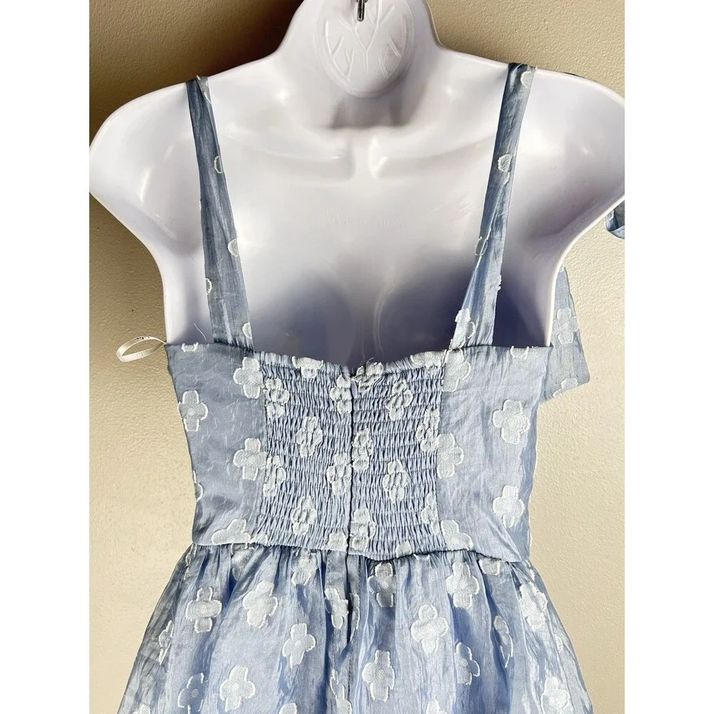 Lulus Gorgeous Excellence Light Blue Tiered Midi Floral Burnout Corset Size XS - Picture 8 of 11